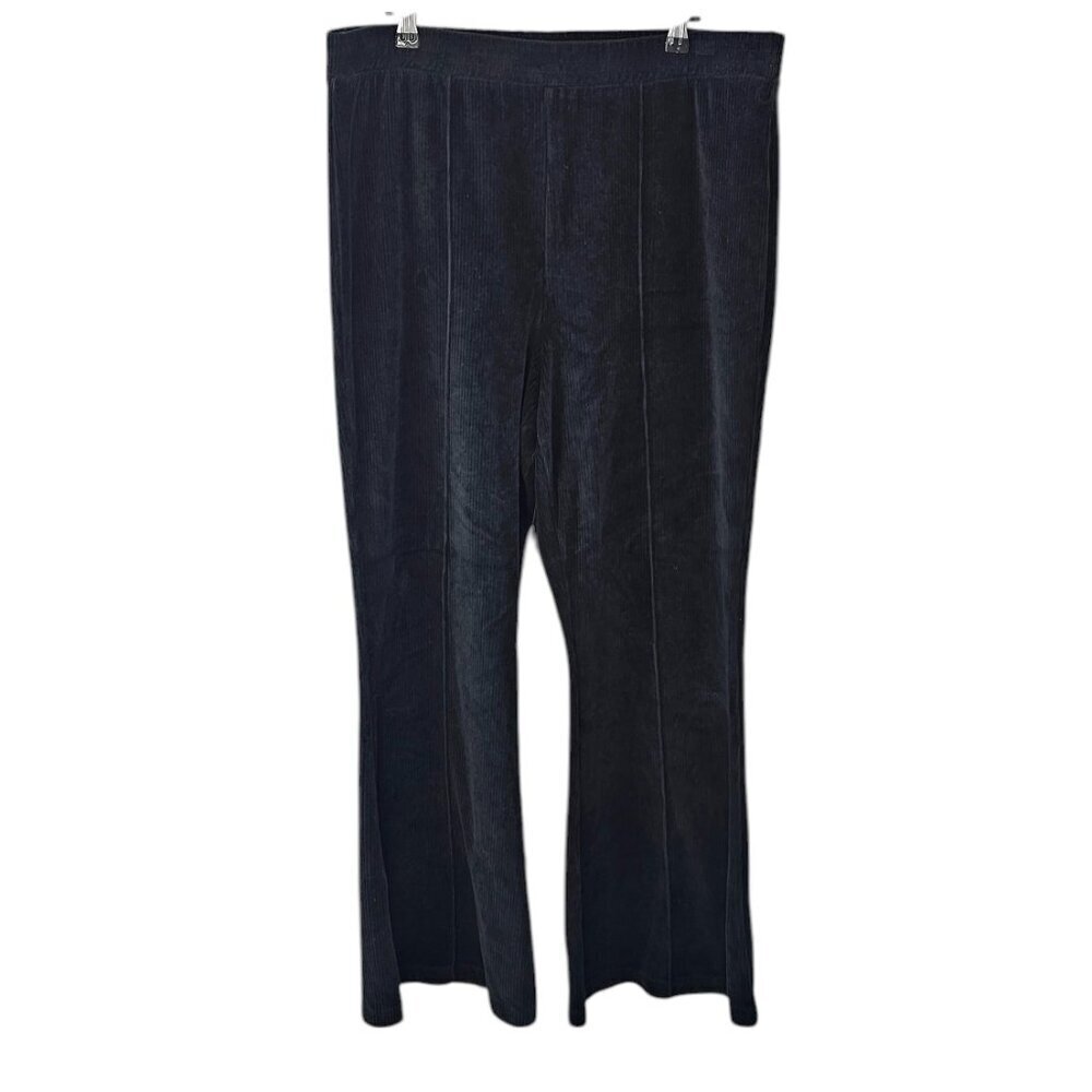 Aerie Ribbed Flare Leg Pull On Pants, Wide Leg, Black, Loungewear, Casual, Sz XL